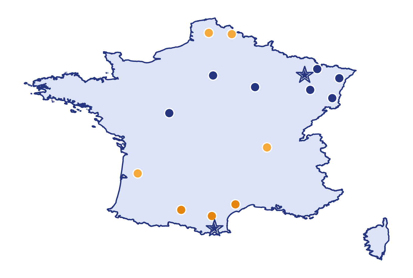 Carte des implantations du Groupe Engelis